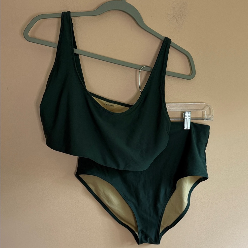 Old Navy Dark Green High-Waist Bikini Set